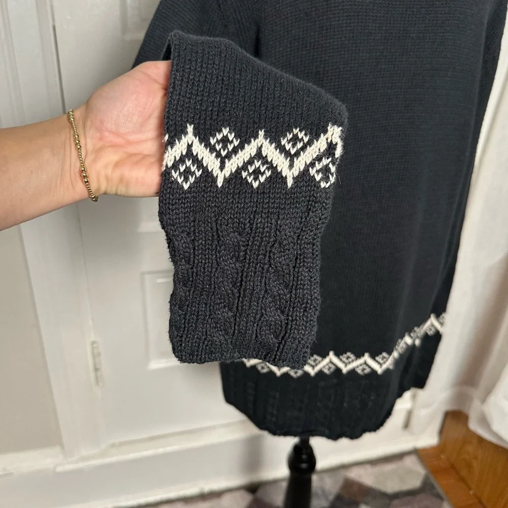 Northern Reflections‎ Vintage Black Turtleneck Sweater White Nordic Embroidered - Picture 7 of 16